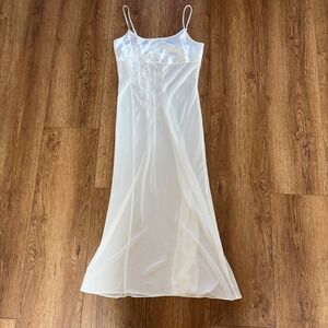 Sophia By Delicates White Nightgown Pearls Embroidery‎ Satin Bodice Medium Fairy